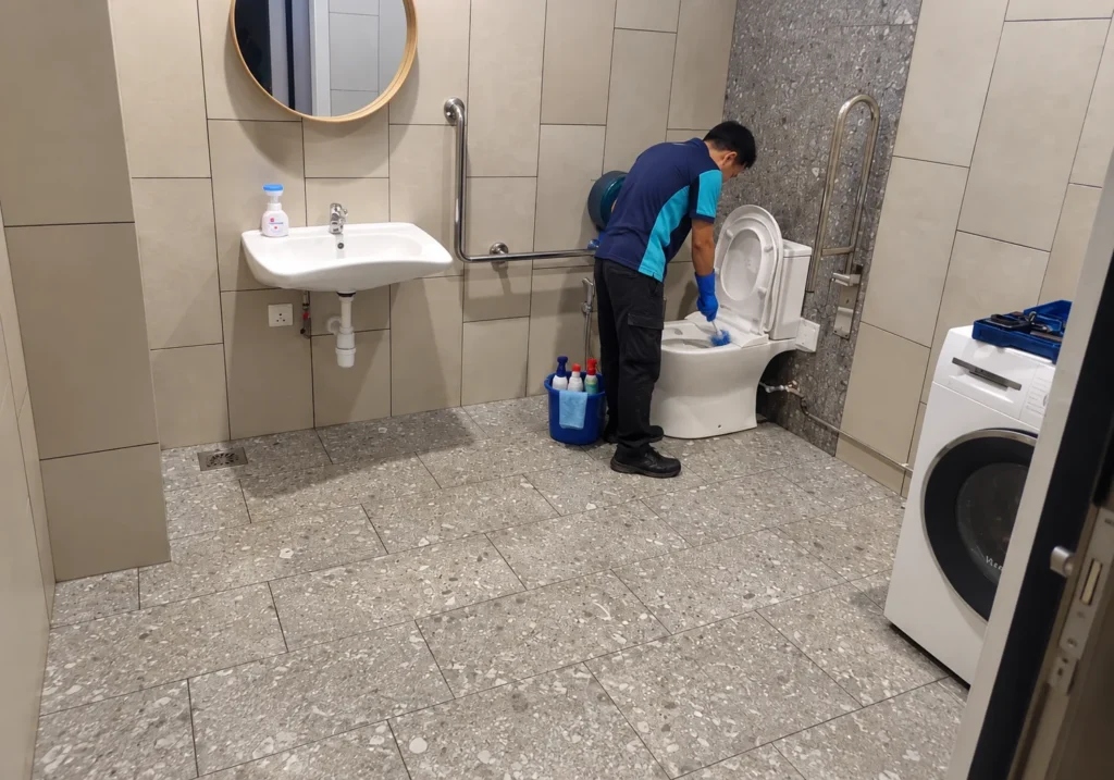 Commercial cleaning services in Setapak: washroom cleaning at a campus in Setapak